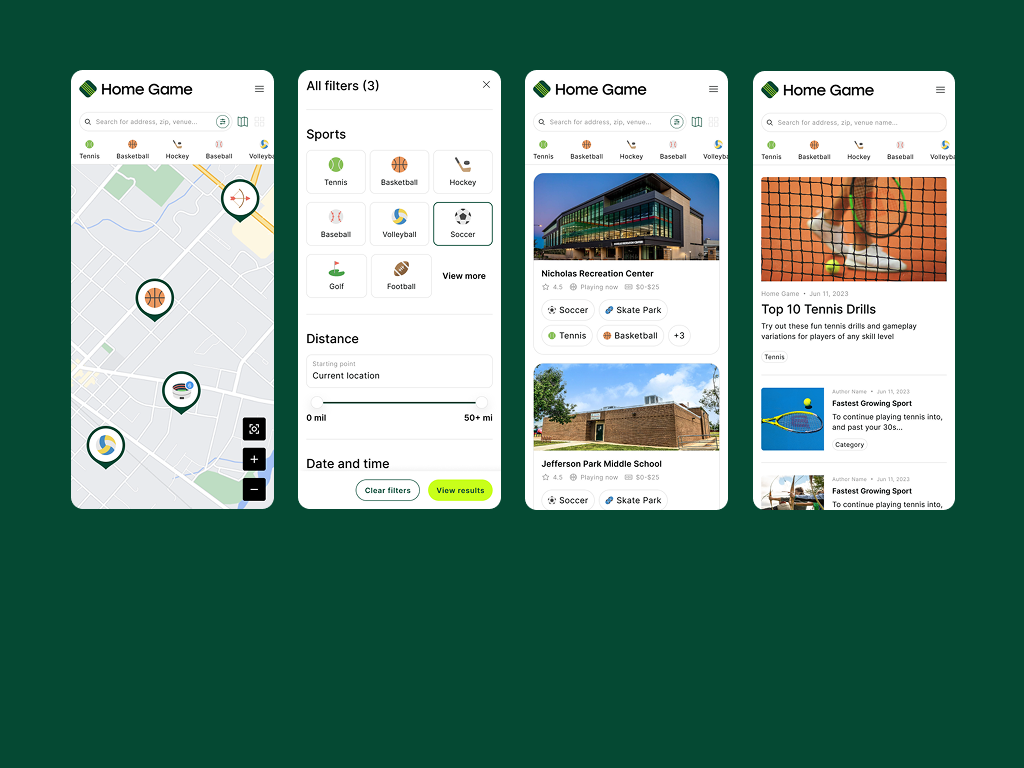 Home Game Sports venue management dashboard