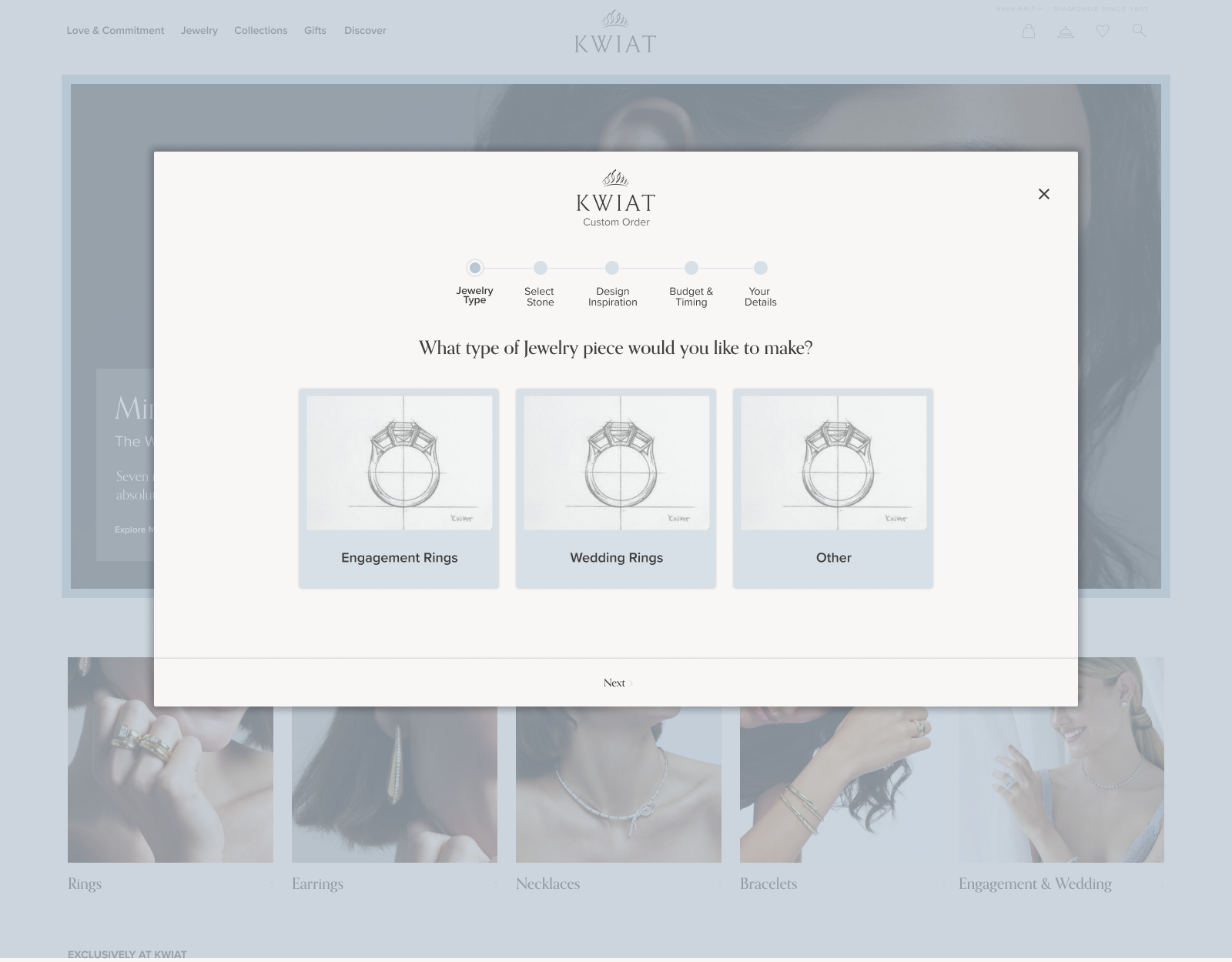 Kwiat homepage and PDP layouts